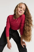 Teen Nylon Blend Tech Crop Long Sleeve Top