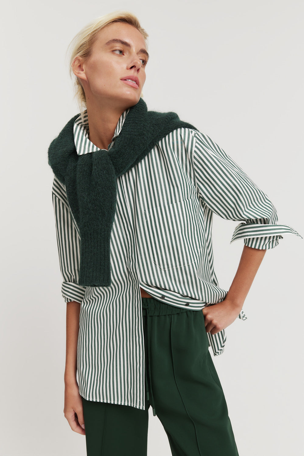 Cotton Poplin Relaxed Stripe Shirt