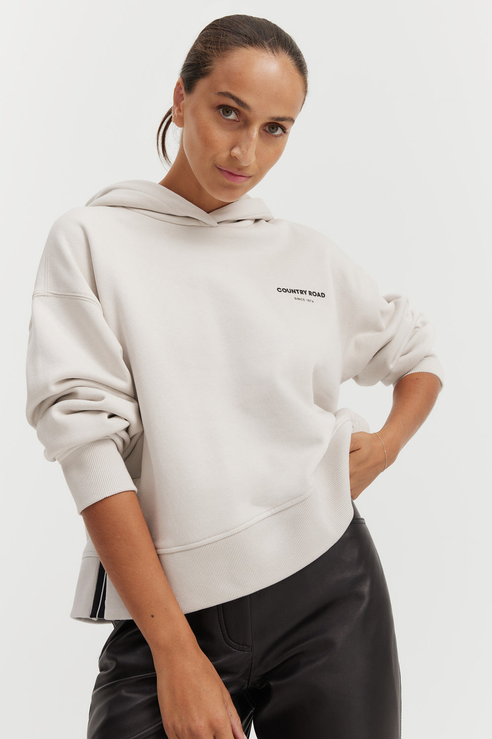 Cotton Cropped Hooded Sweat
