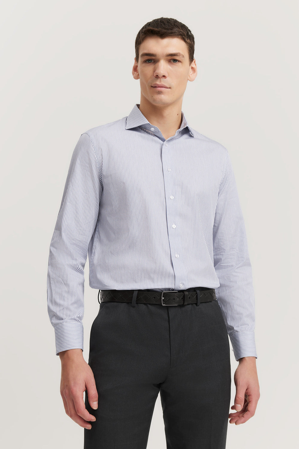 Tailored Fit Super Fine Cotton Twill Stripe Shirt