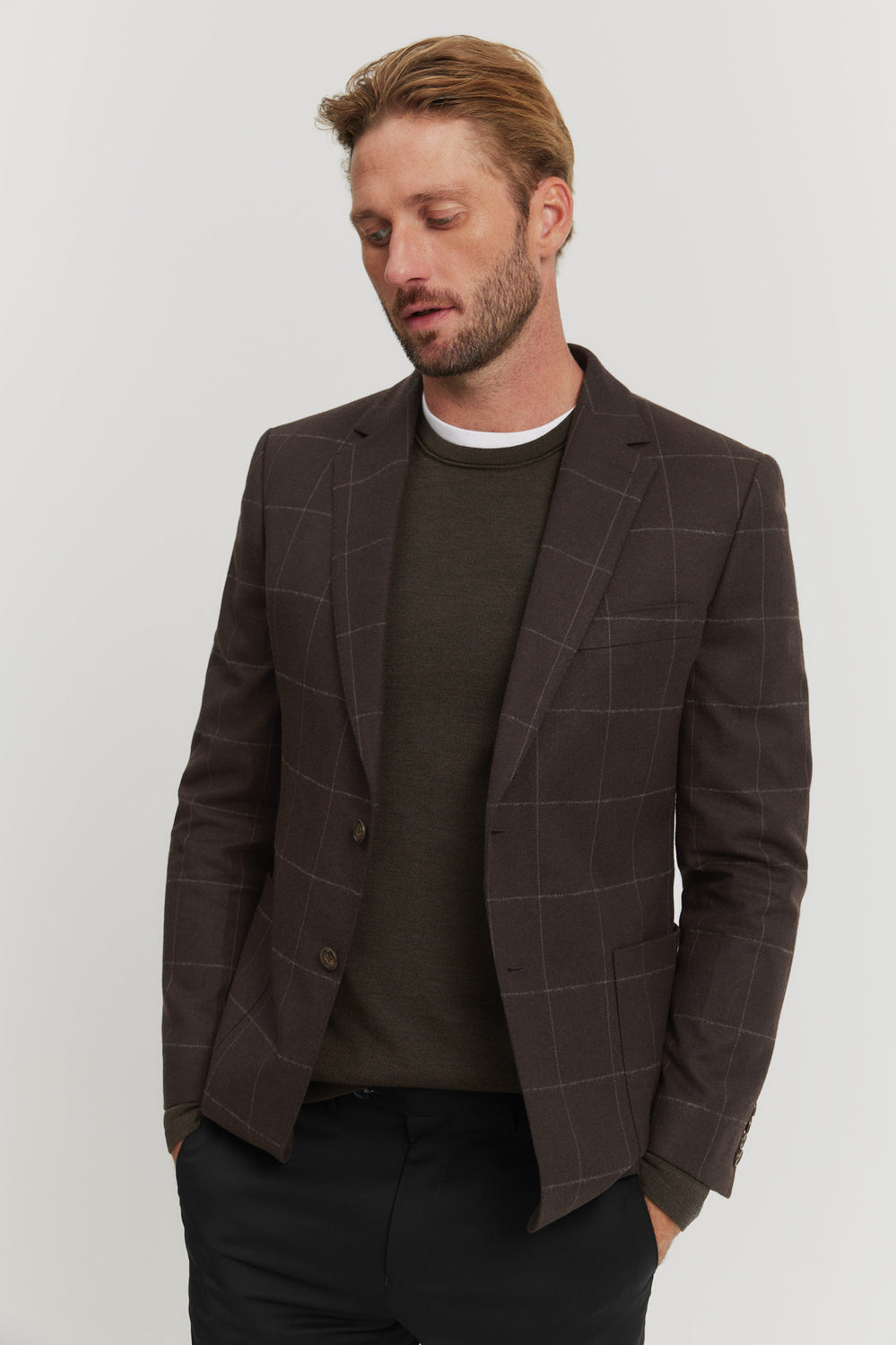 Regular Fit Tweed Check Blazer