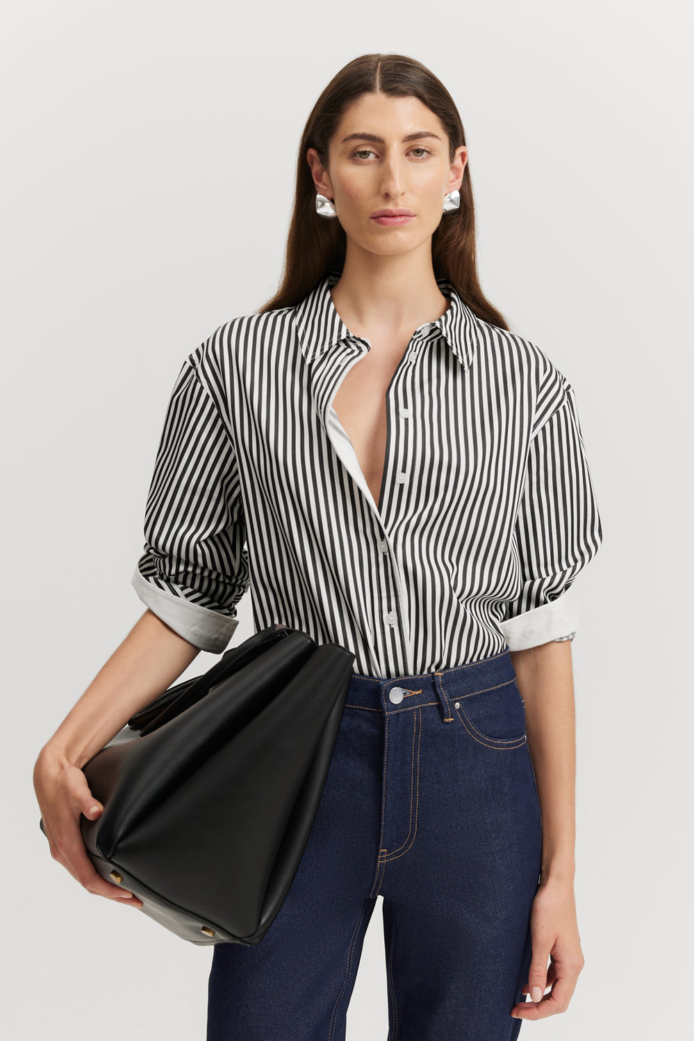 Cotton Stripe Relaxed Oxford Shirt