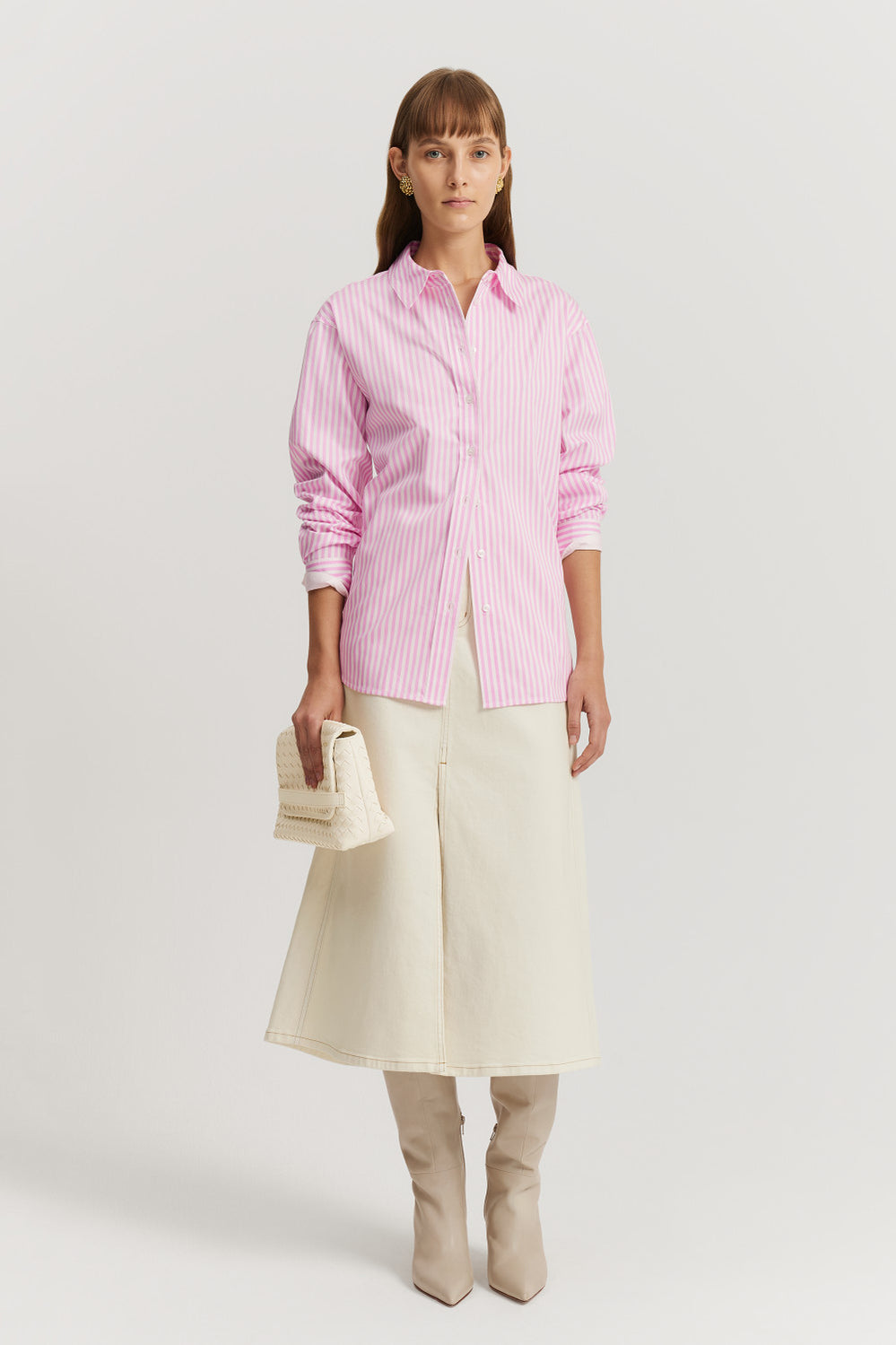 Cotton Stripe Relaxed Oxford Shirt