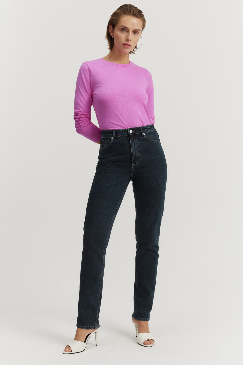 Cotton Blend Slim Straight Leg Jean