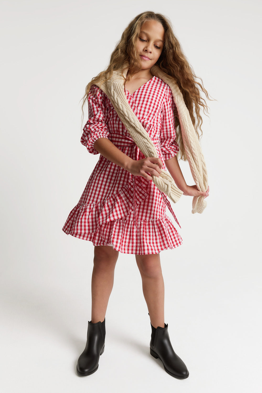 Teen Gingham Wrap Dress