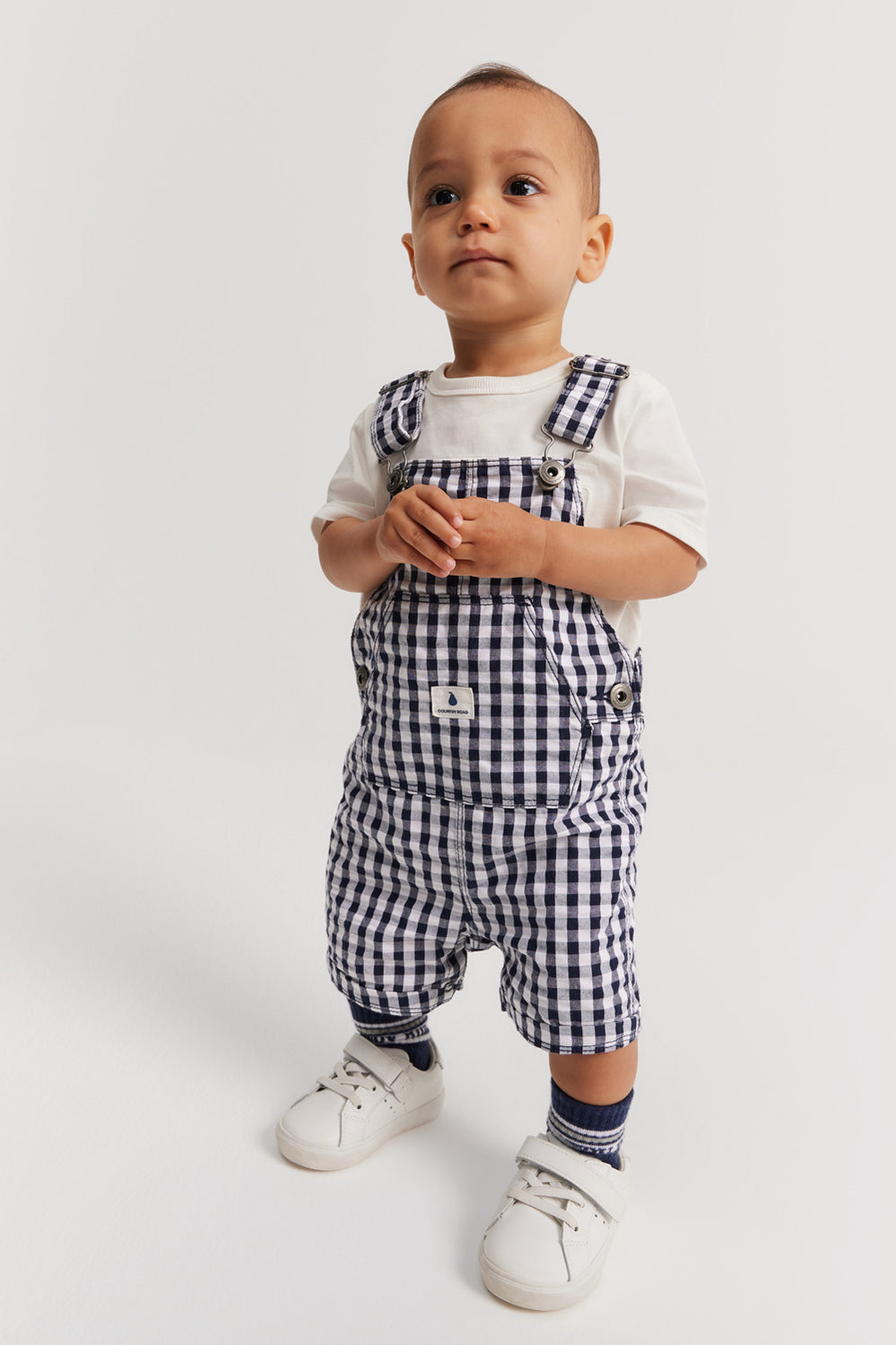 Cotton Blend Gingham Overall