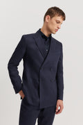 Regular Fit Double-Breasted Delave Linen Blazer