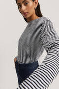 Cotton Stripe Neck Detail Top
