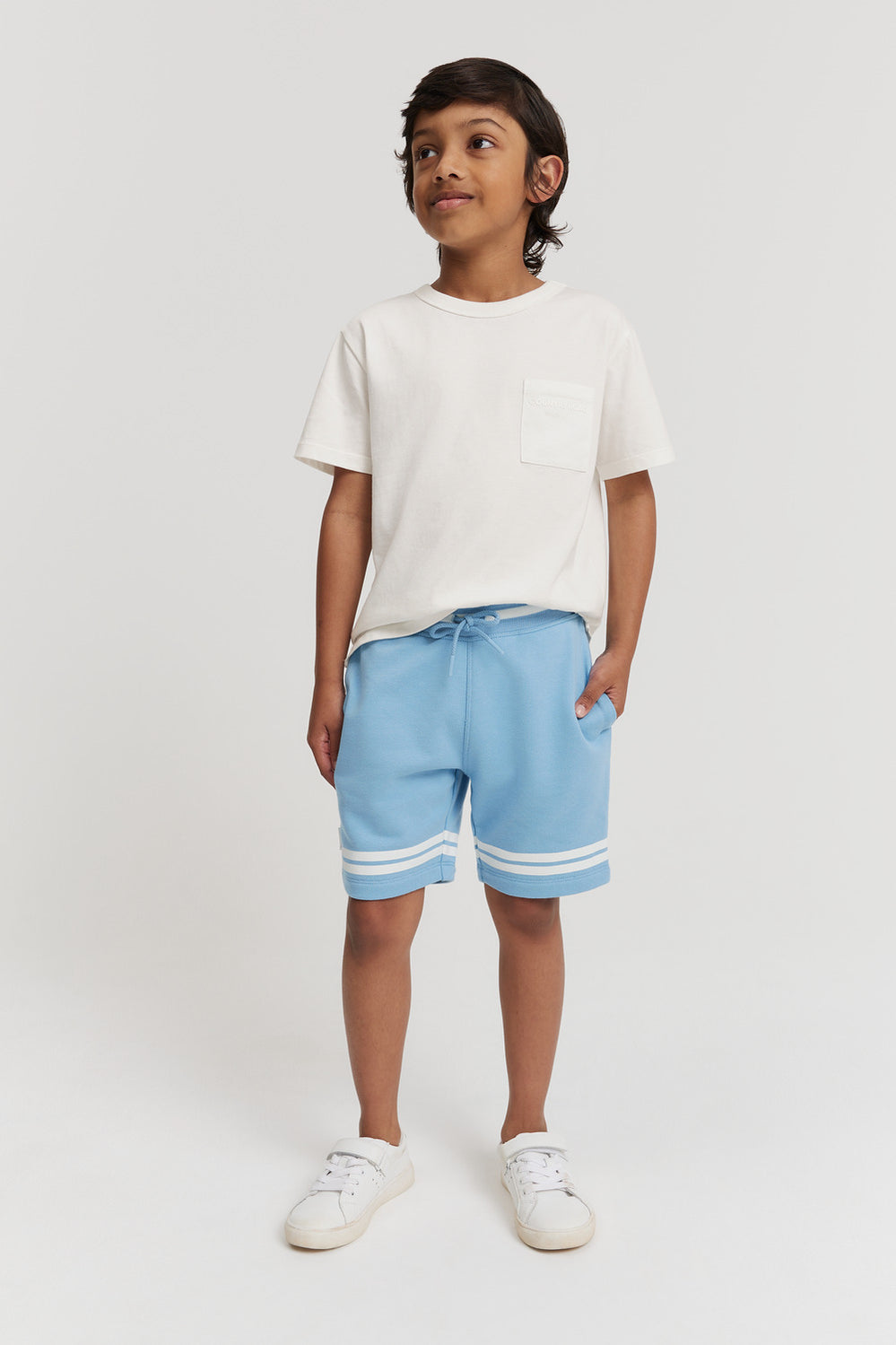 Cotton Stripe Sweat Short