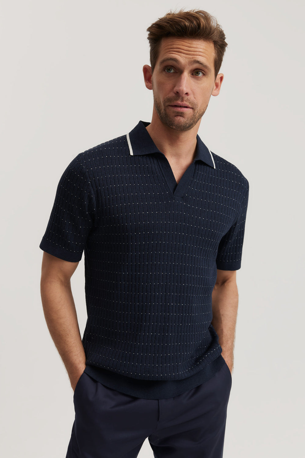 Cotton Silk Textured Trophy Polo