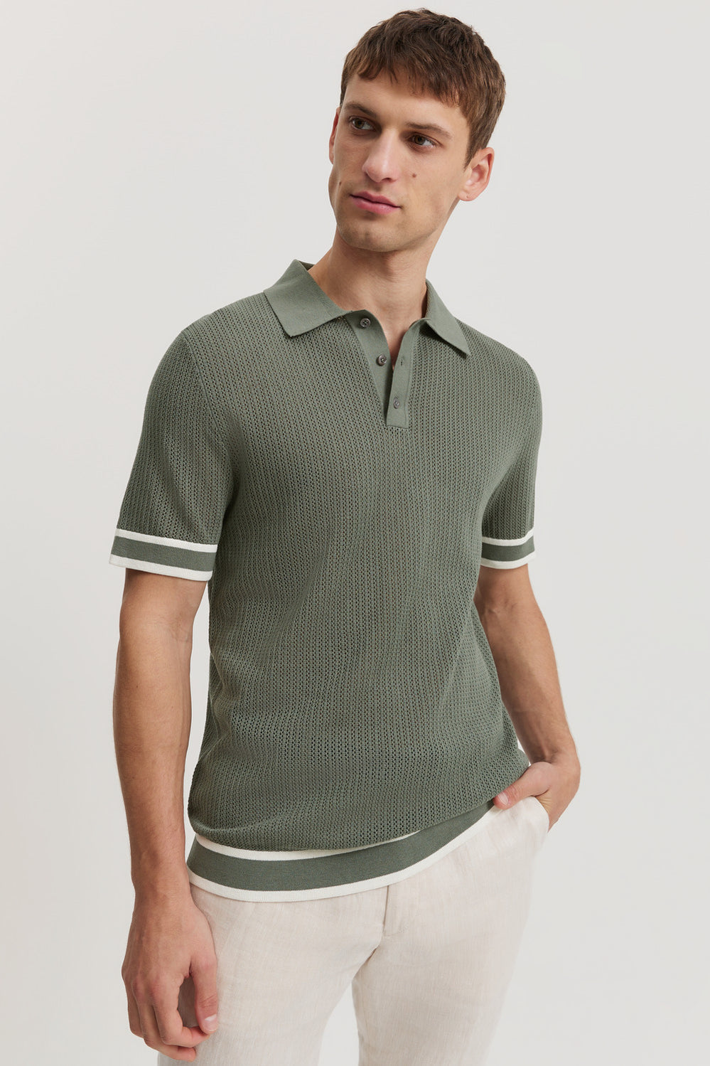 Cotton Silk Textured Stitch Polo
