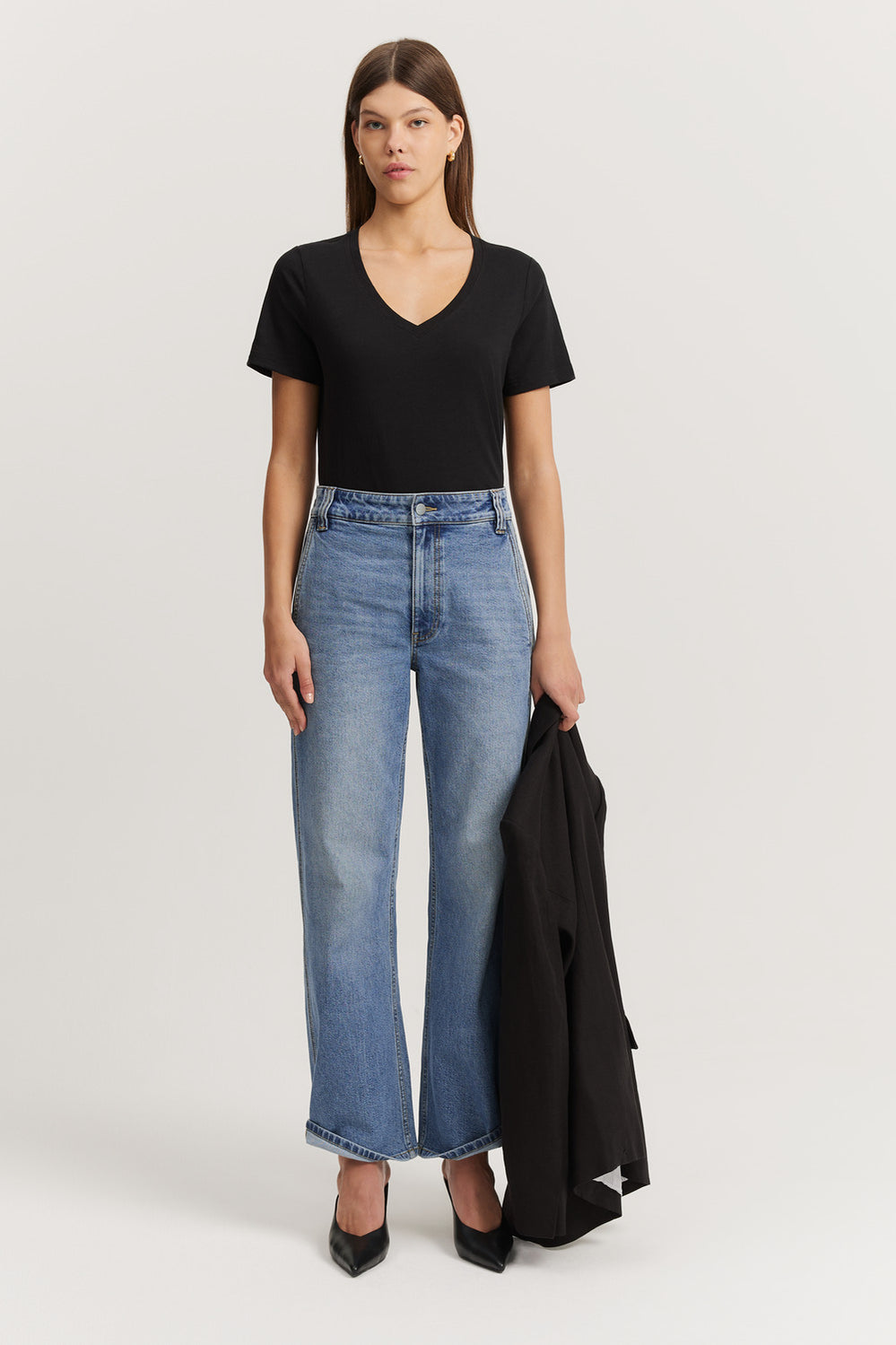 Cotton Slub V-Neck T-Shirt