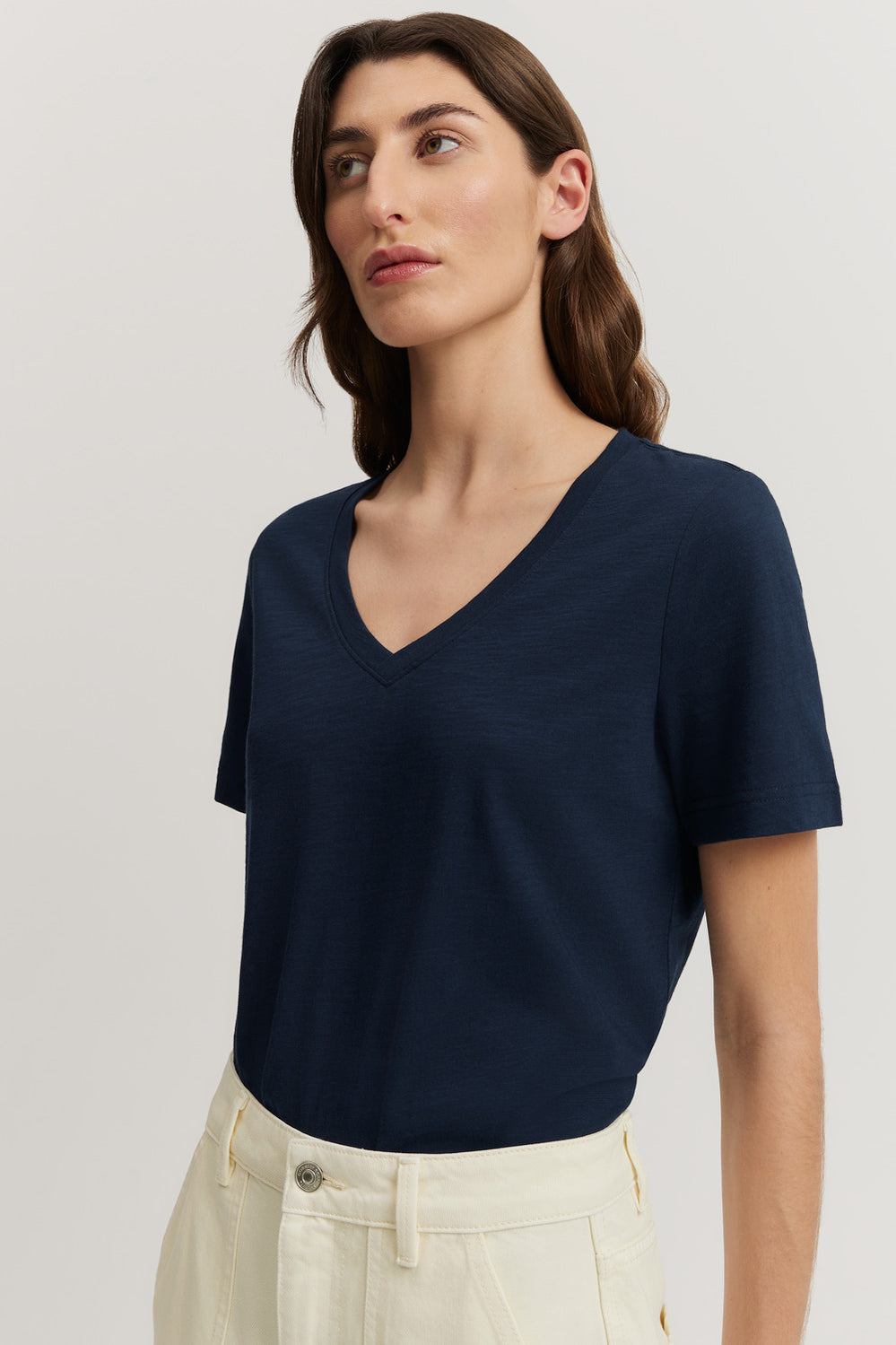 Cotton Slub V-Neck T-Shirt