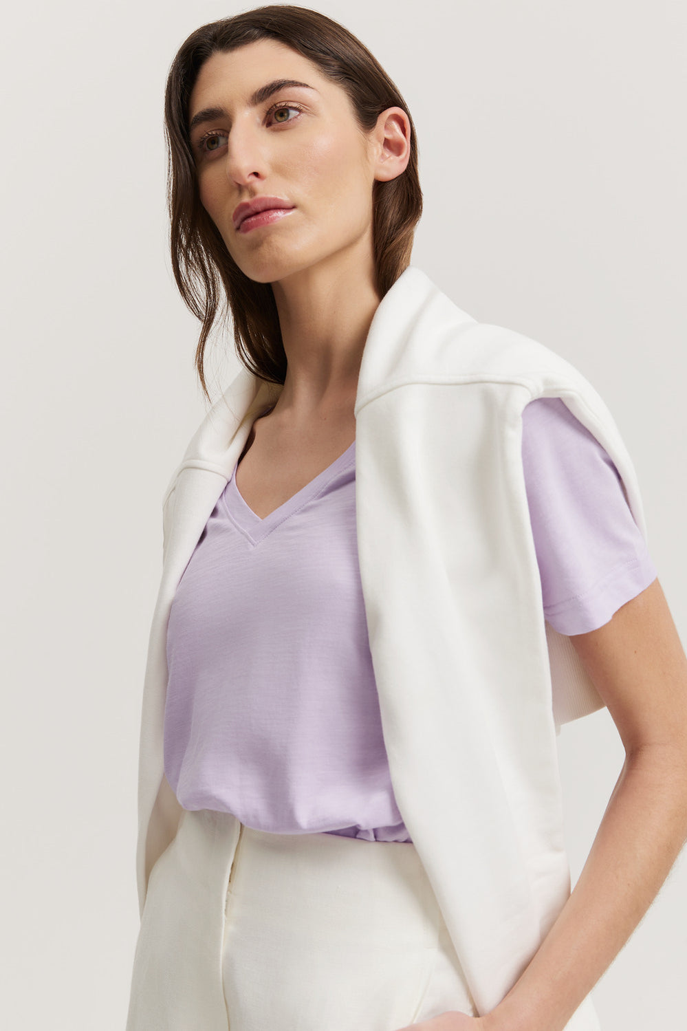Cotton Slub V-Neck T-Shirt
