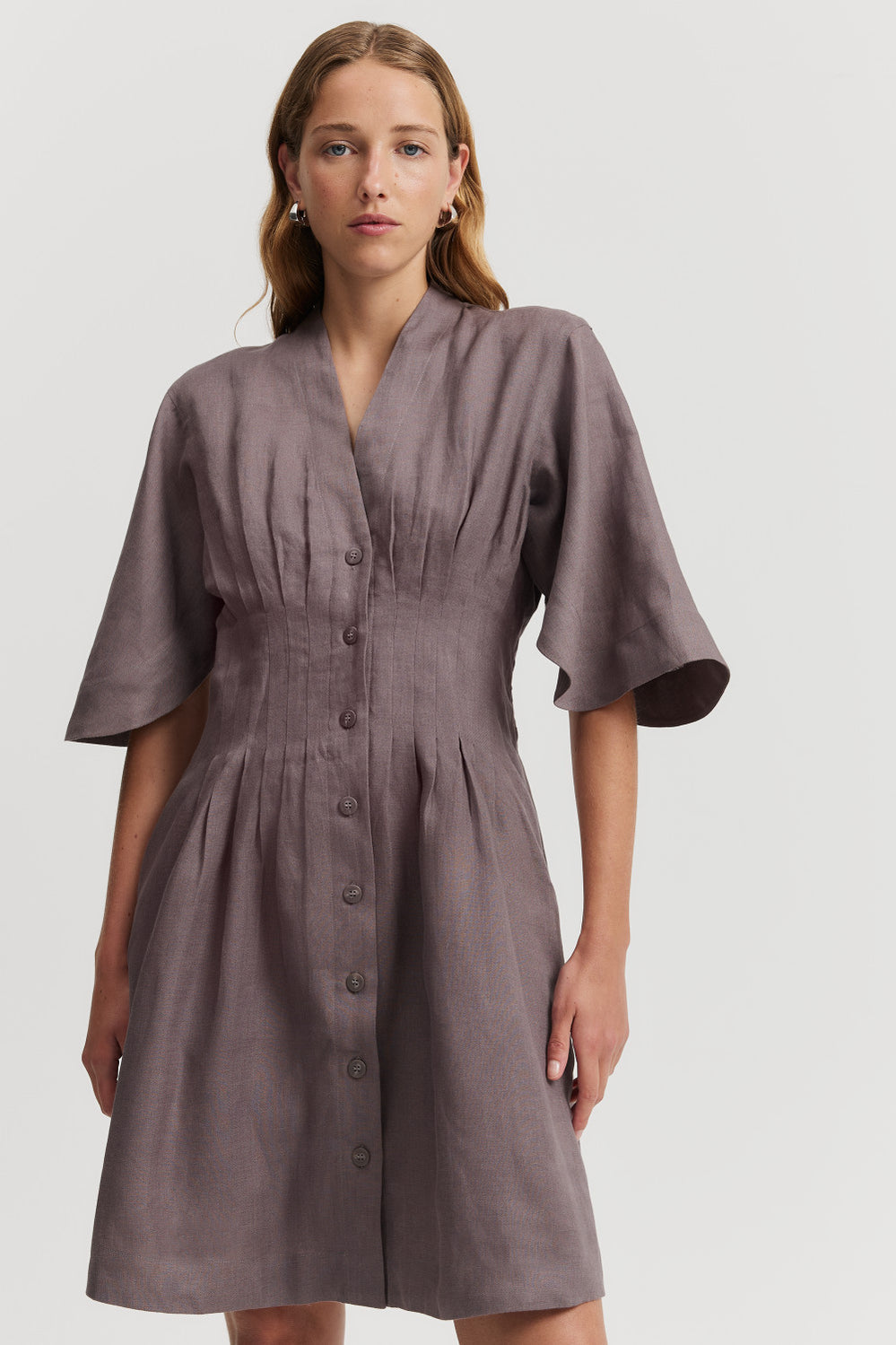 Linen Darted Mini Dress