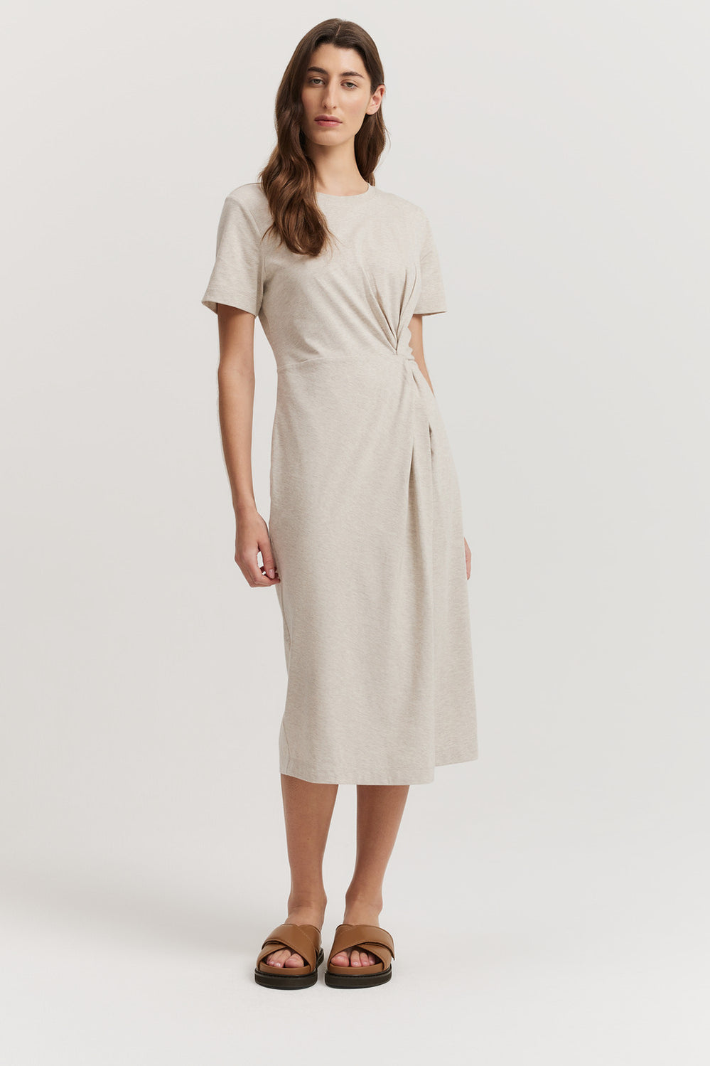 Cotton Knot Front Midi Dress