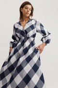 Check Elastic Detail Dress