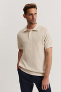 Cotton Silk Waffle Knit Polo