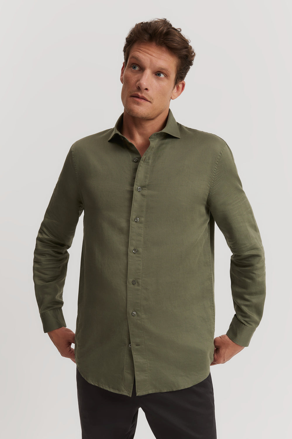 Tailored Fit Cotton Linen Shirt