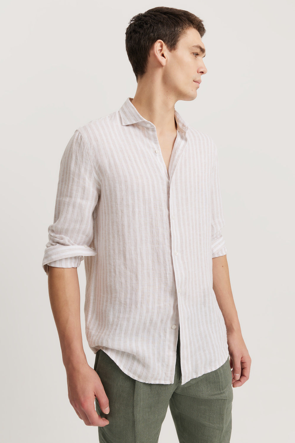 Tailored Fit Linen Stripe Shirt
