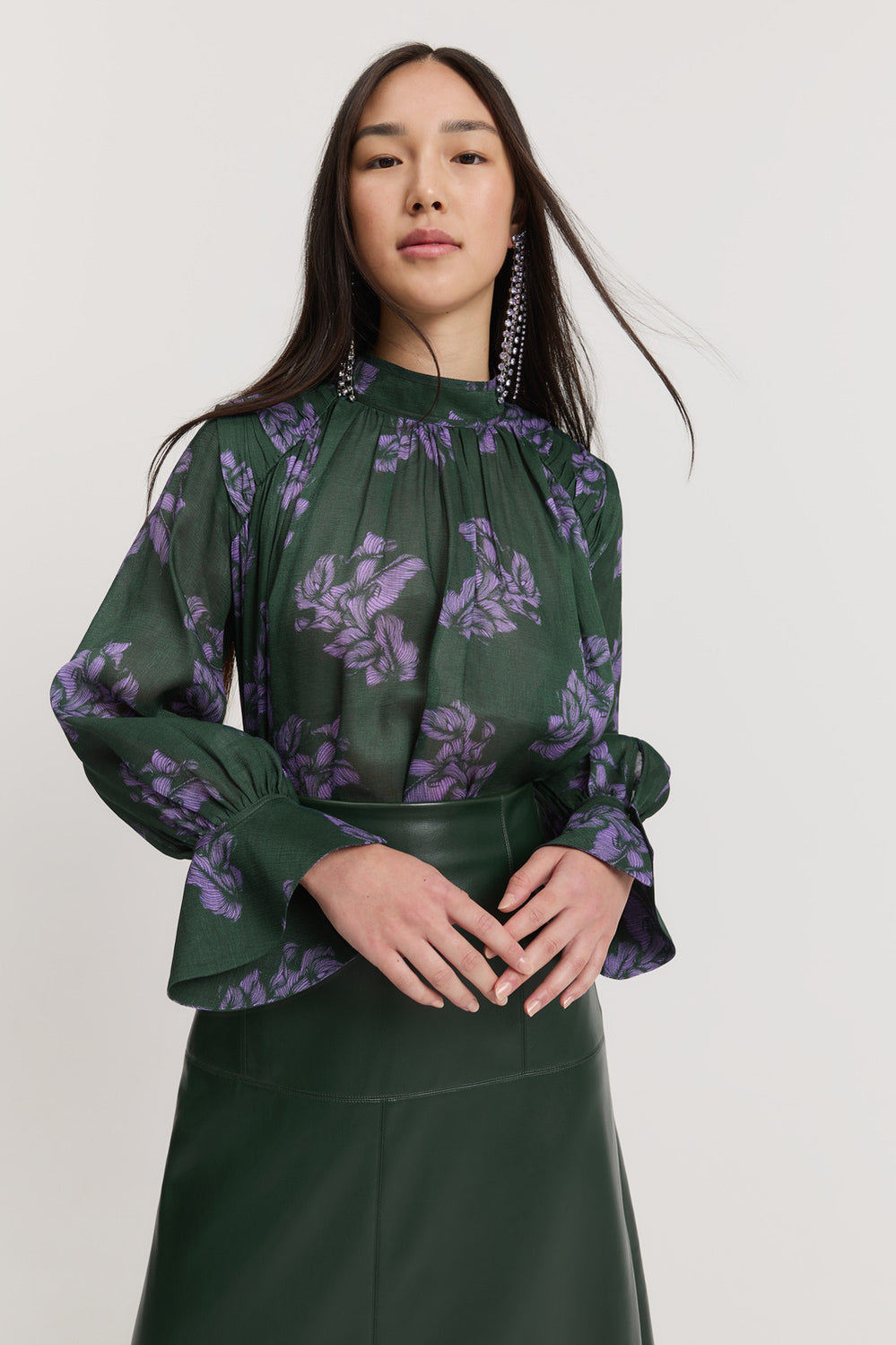 Print Yoke Detail Blouse