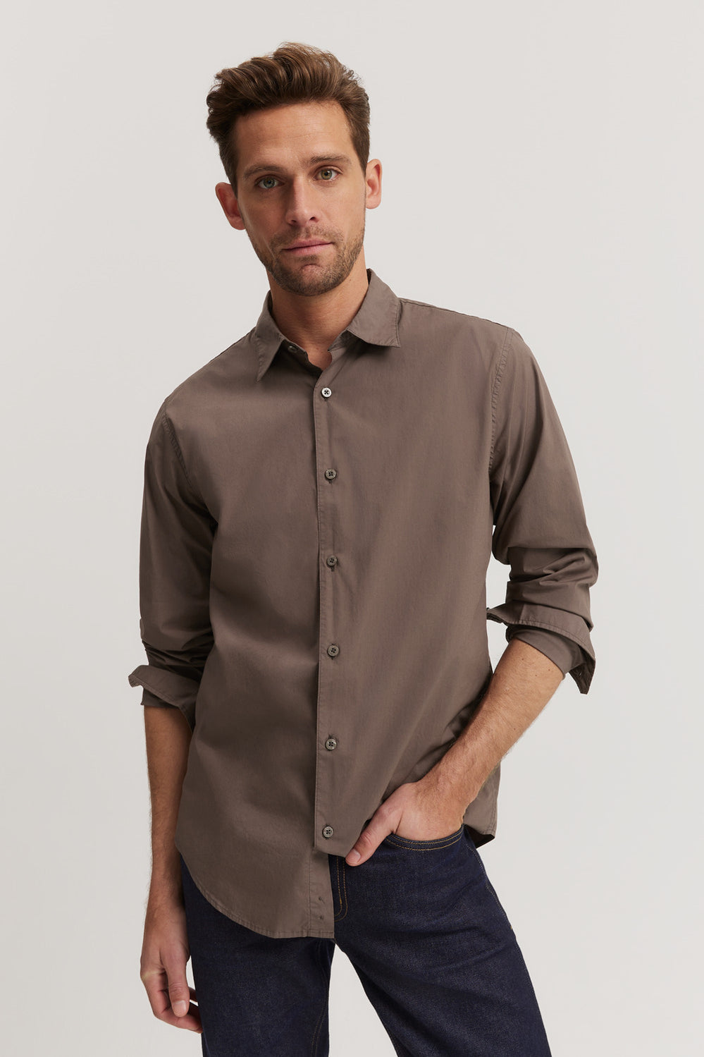 Regular Fit Garment Dyed Poplin Shirt
