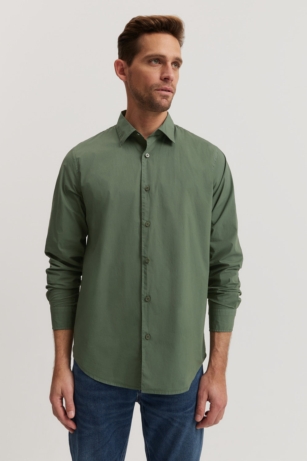 Regular Fit Garment Dyed Poplin Shirt