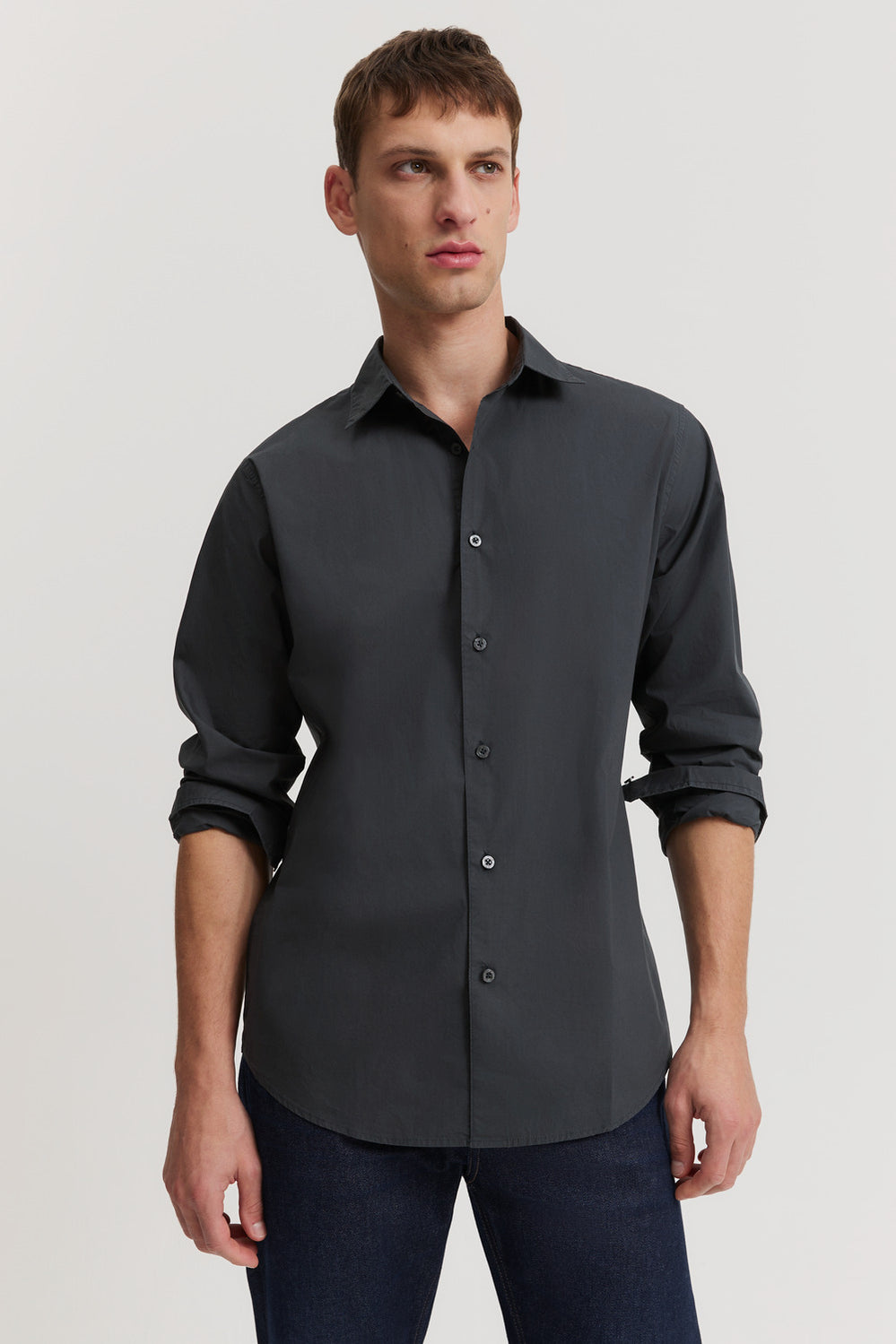 Regular Fit Garment Dyed Poplin Shirt