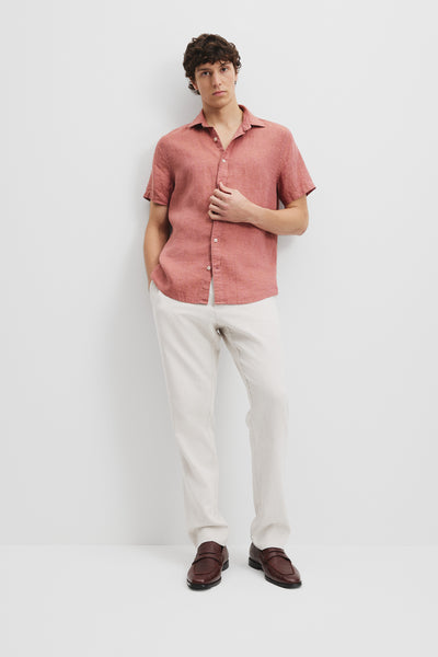 Regular Fit Organically Grown Linen Short Sleeve Shirt