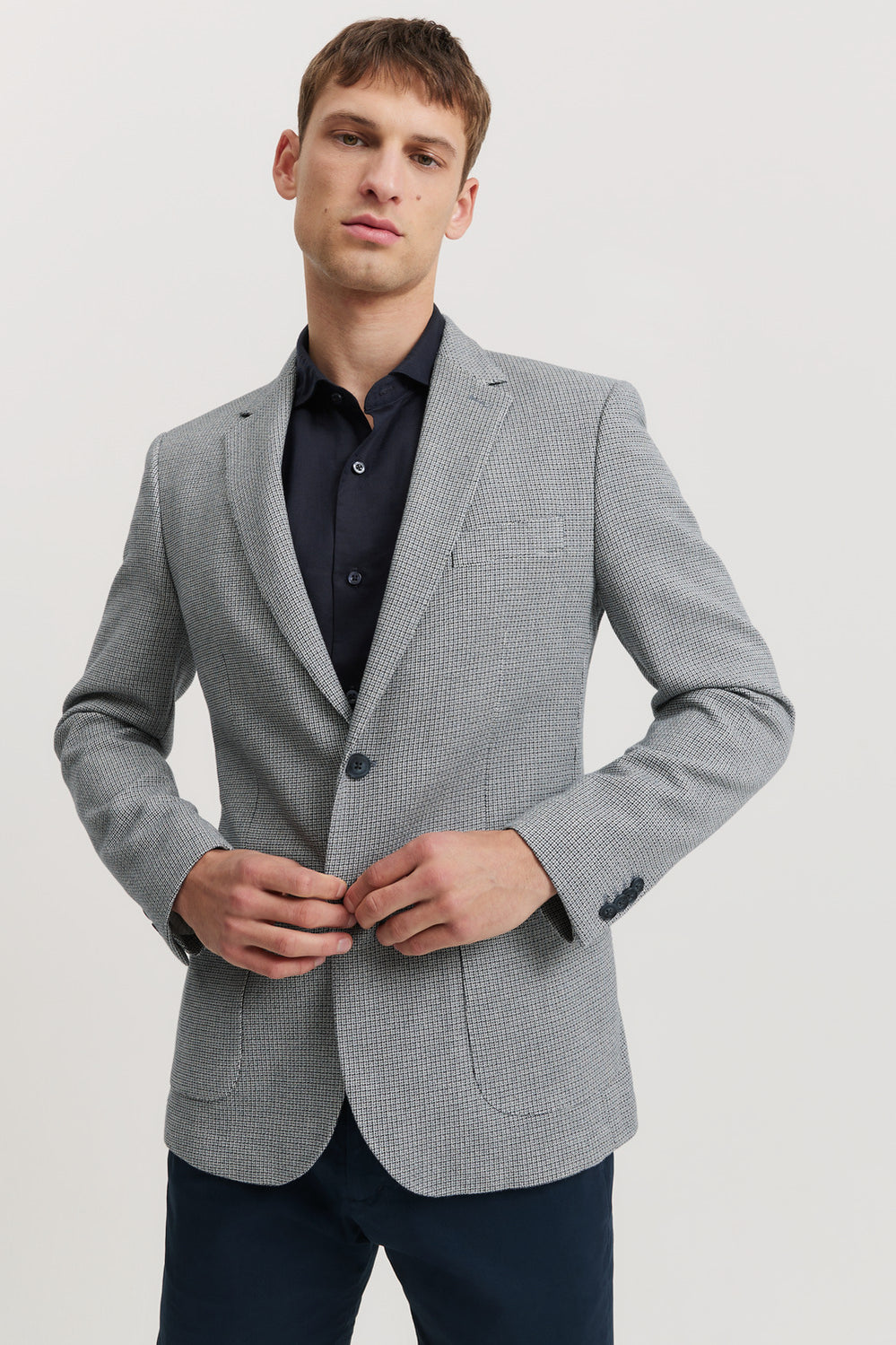 Regular Fit Half-Lined Textured Blazer