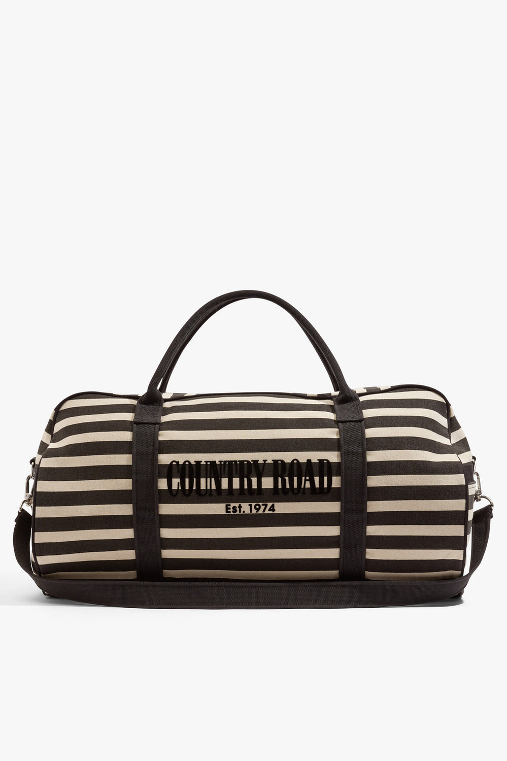 Cotton Flocked Stripe Logo Tote