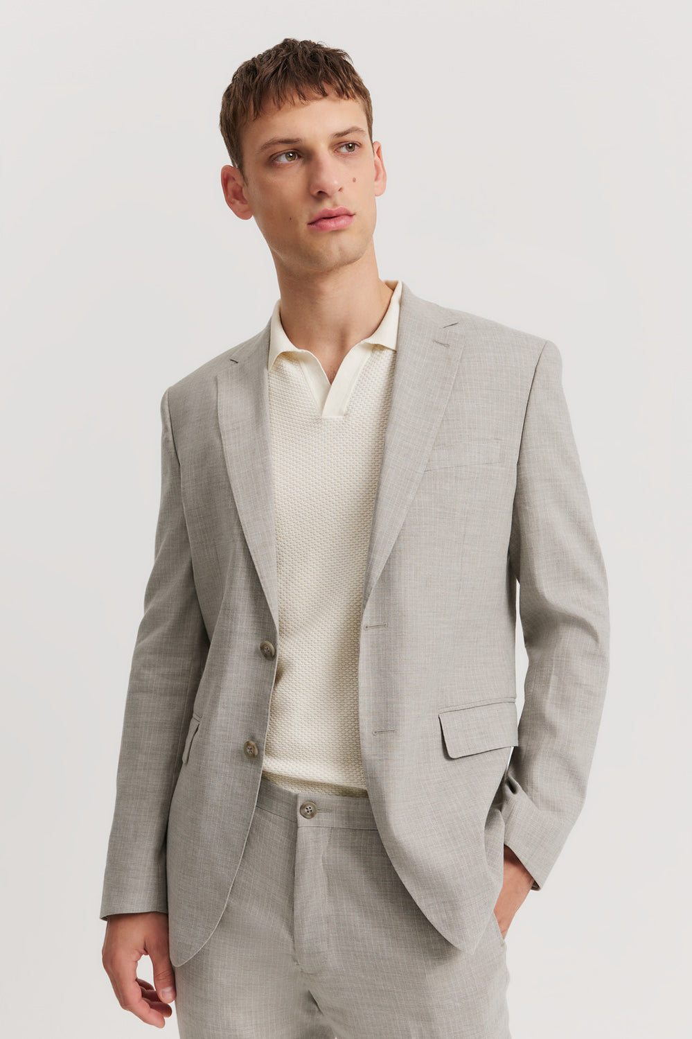 Slim Fit Linen Stretch Pinstripe Jacket
