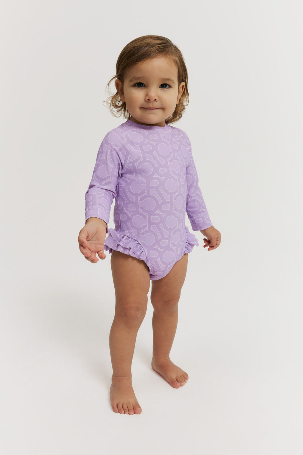Nylon Blend Logo Frill Swimsuit