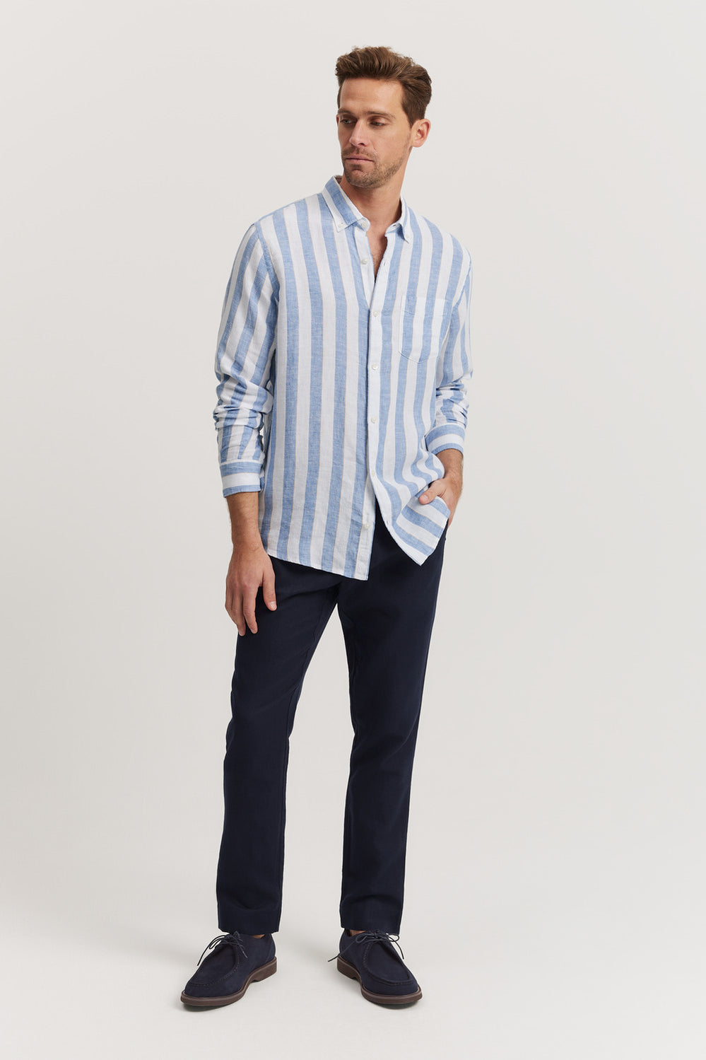Regular Fit Linen Stripe Shirt