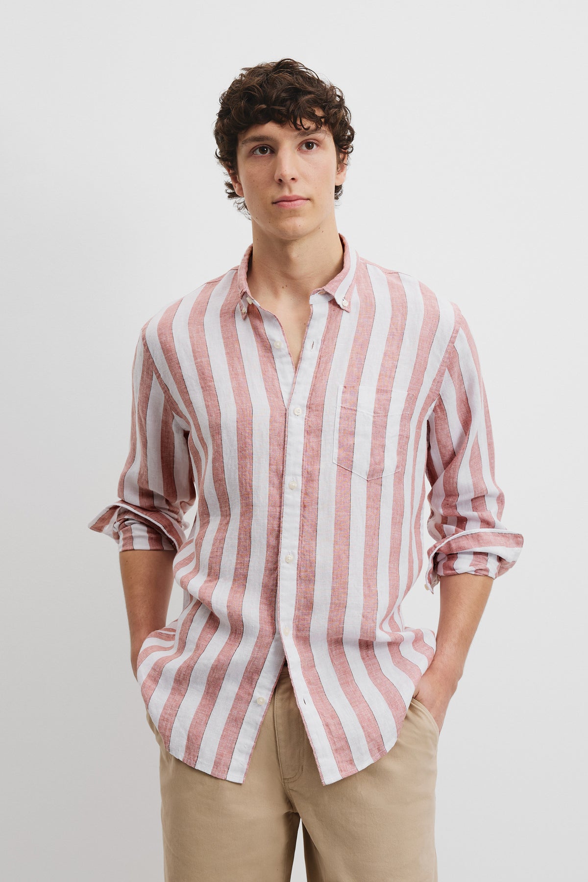 Regular Fit Linen Stripe Shirt