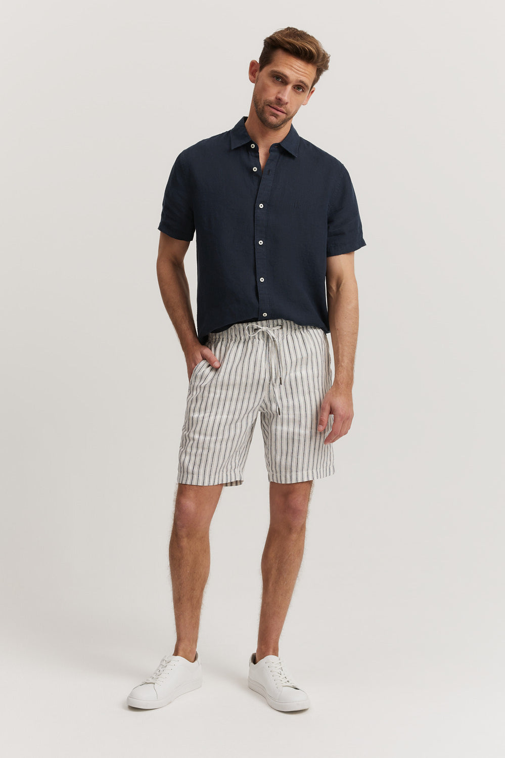 Linen Stripe Drawcord Short
