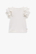Polyester Blend Soft Frill T-Shirt