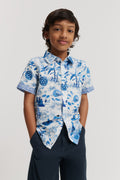 Short Sleeve Beach Print Shirt