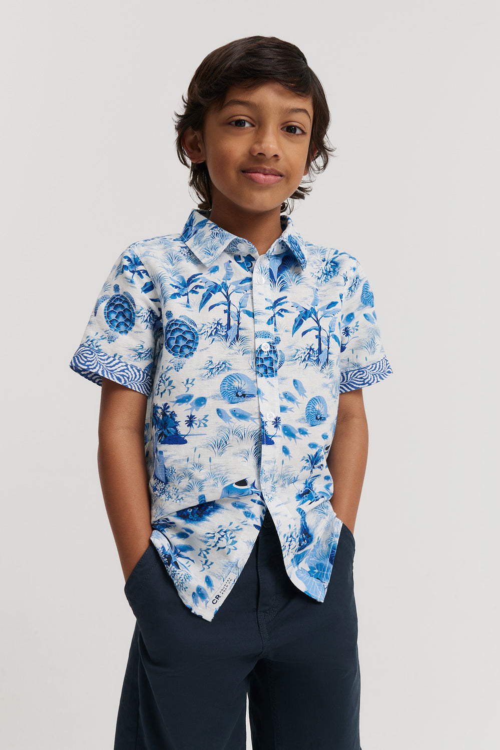 Short Sleeve Beach Print Shirt