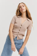 Cotton Button Front Knit Polo