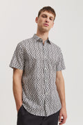 Regular Fit Cotton Geometric Print Short Sleeve Shirt