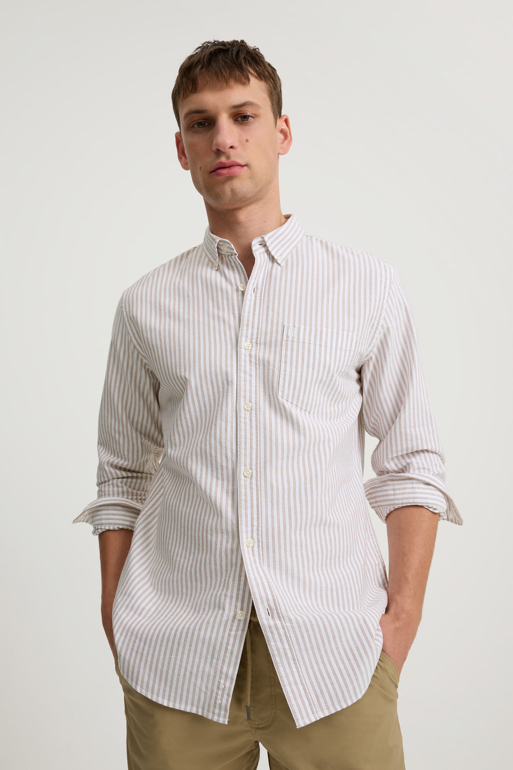 Regular Fit Cotton Stripe Oxford Shirt