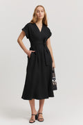 Linen Wrap Midi Dress