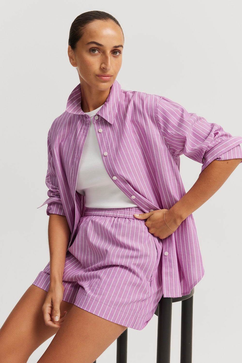 Cotton Pinstripe Oxford Shirt