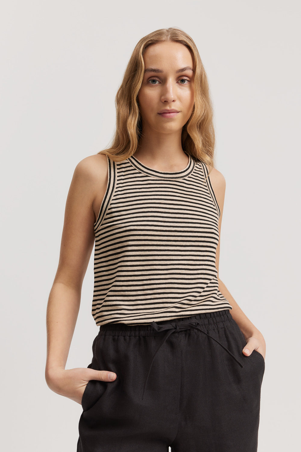 Stripe Linen Jersey Tank