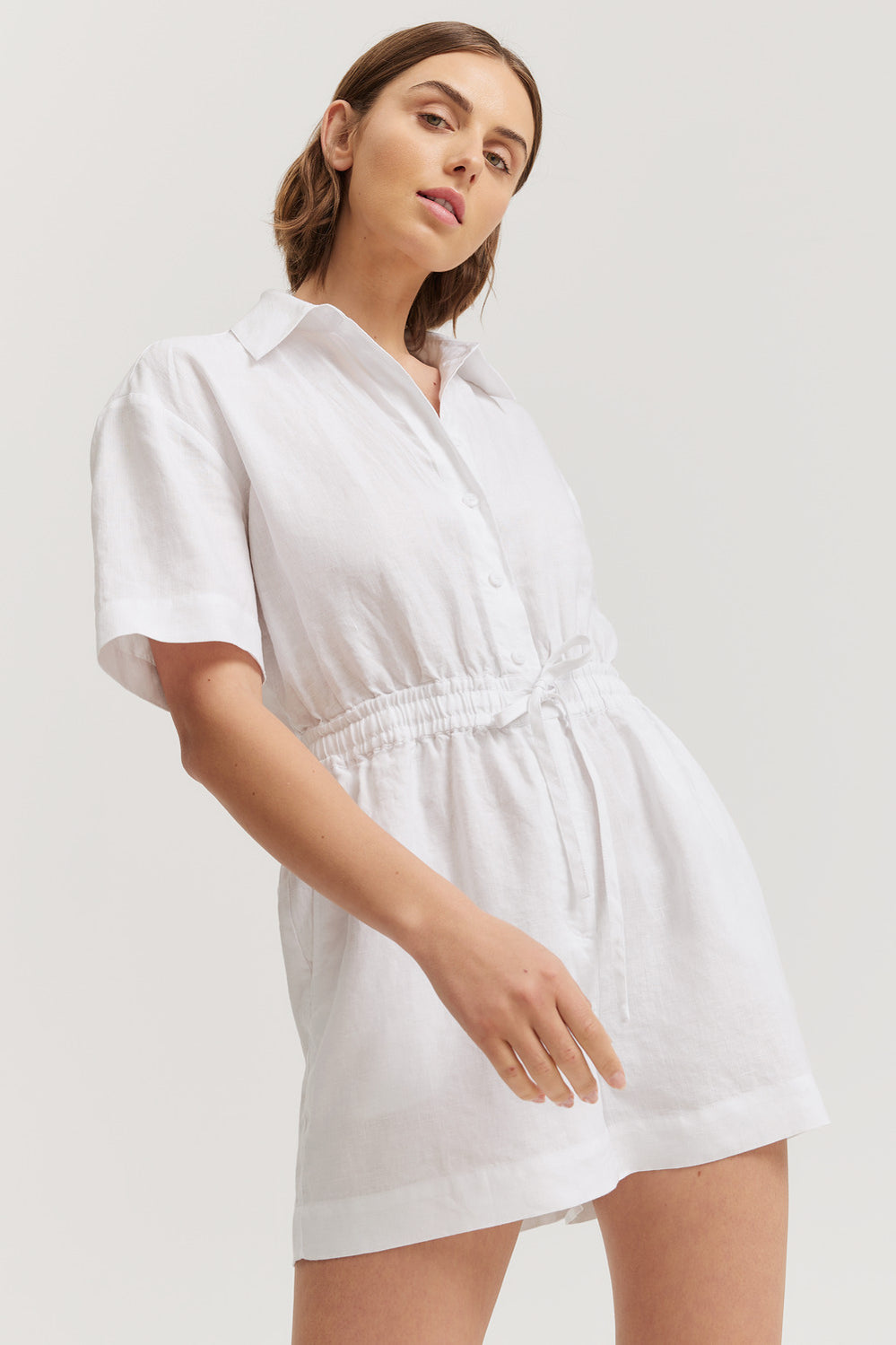 Linen Tie Front Playsuit