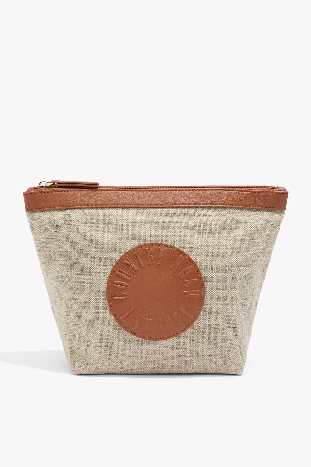 Round Logo Woven Cosmetic Case