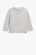 Cotton Blend Slub Texture Henley