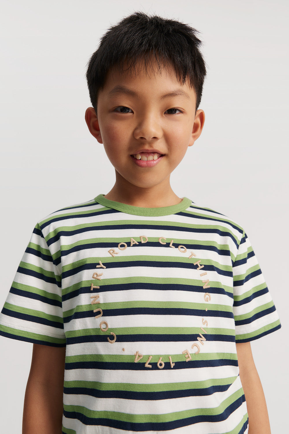 Cotton Stripe Logo T-Shirt