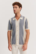 Slim Fit Cotton Stripe Knit Shirt